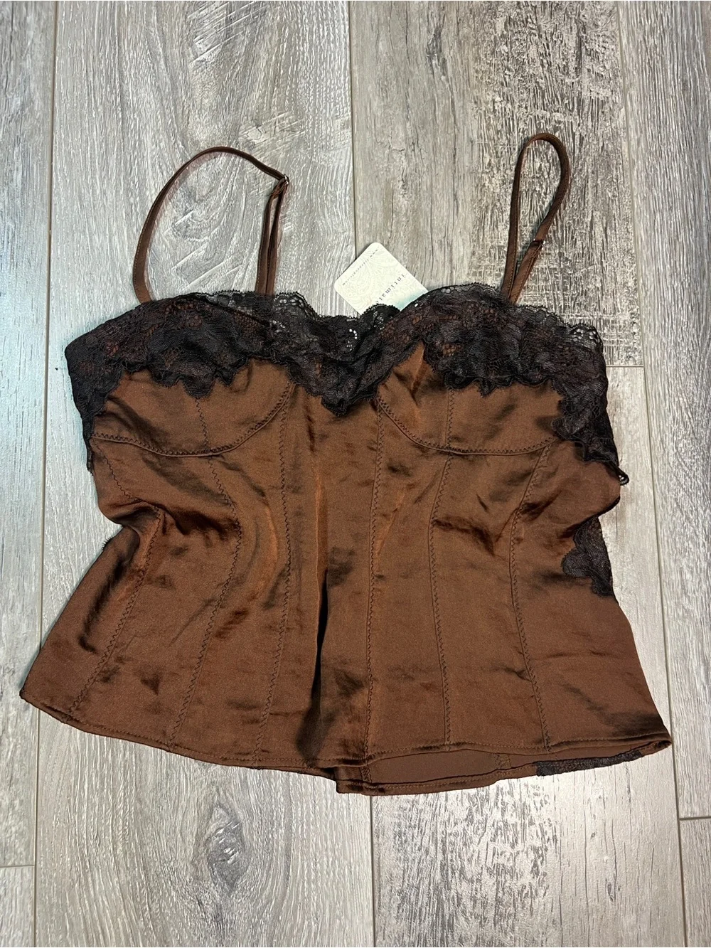 Free People Women's Black and Brown Crop-top XS